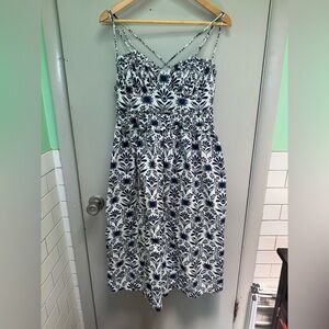 Anthropologie Black and White Spaghetti Strap Midi Sundress